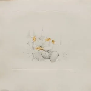 Retrato con manos pintadas Pareja